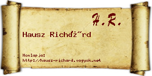 Hausz Richárd névjegykártya