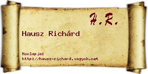 Hausz Richárd névjegykártya